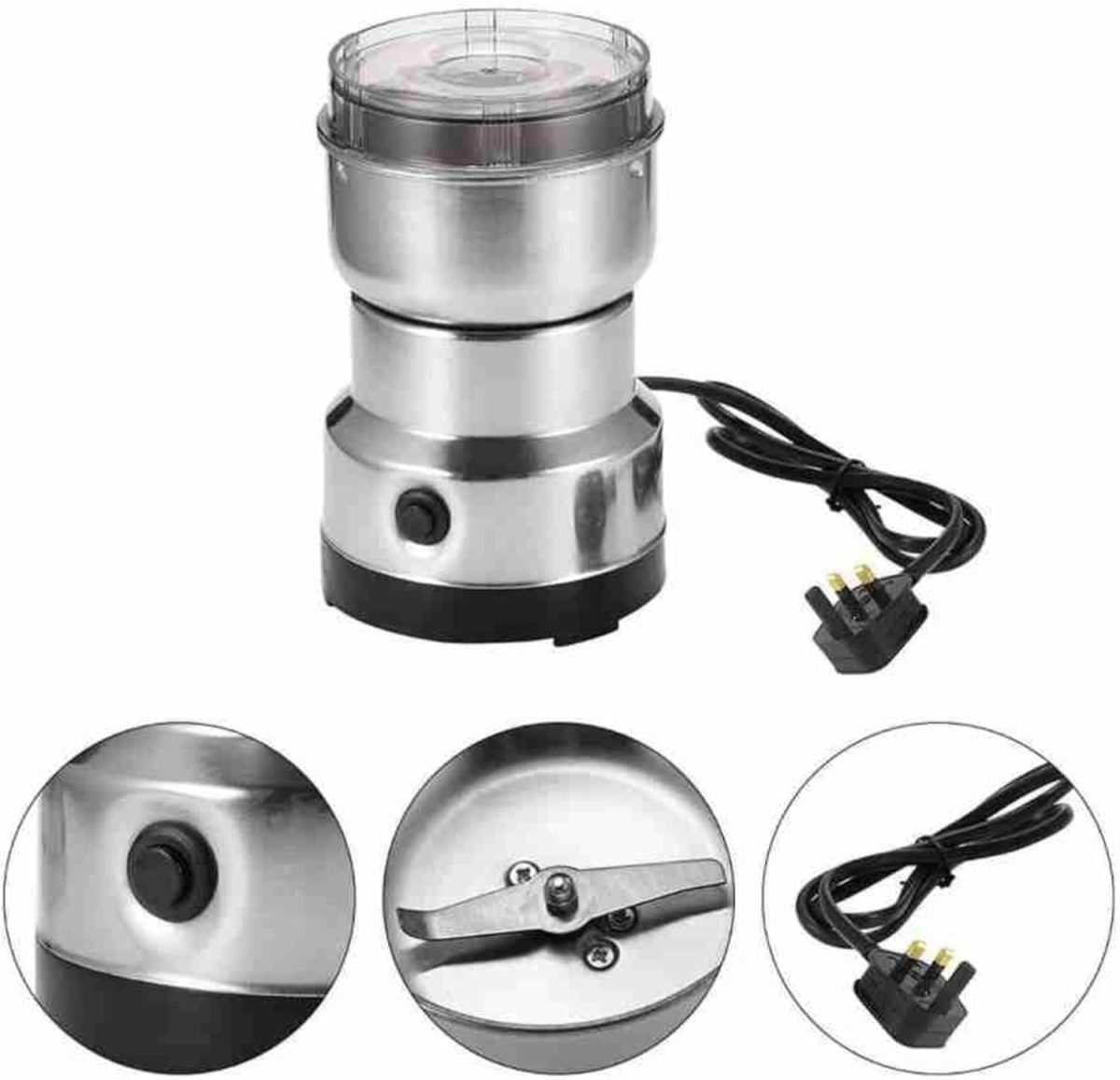 Hempi Homes Nima Stainless Steel Multifunctional Electric Grinder & Coffee Maker - Mini Spice, Coffee, and Masala Grinder for Beans, Nuts, and Grains - Household Mixer Grinder (Silver) - Image 9