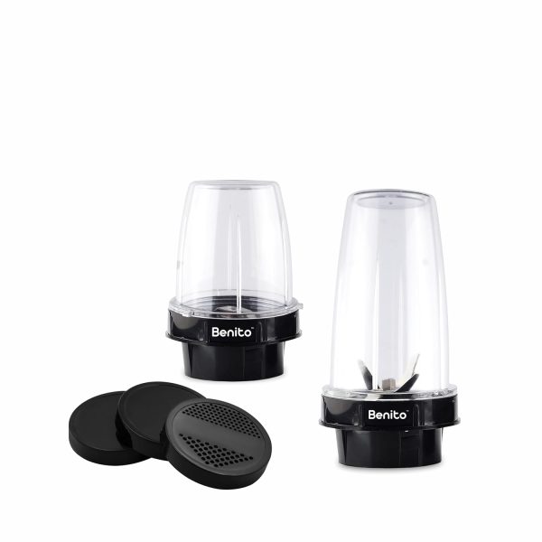Benito NUTRI BULLET Polycarbonate 2 Jar Set (500ml & 300ml) for Mixer Grinder – Compatible with 4-Teeth Coupler & Dual Locking System