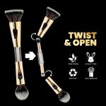 Winkelen 4 in 1 Travel Brush with Multifunctional Foundation Brush, Powder Brush, Eyeshadow Blending & Flat Professional Brush | Soft Bristles Makeup Brushes Set for Women, Girls - Image 3