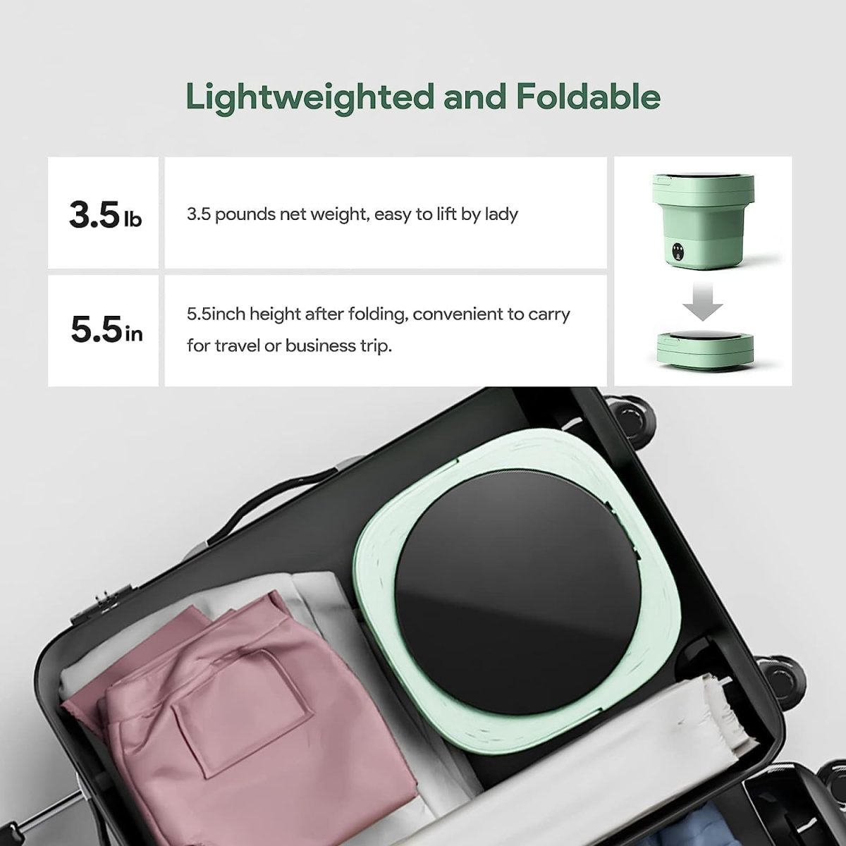 SPROUT SeMi AuToMaTiC FoLdInG 9L SmAlL MiNi WaShInG MaChInE WiTh DrYeR DeEp CLeAnInG FoR UnDeRwEaR WaShINg MaChInE5 - Image 6