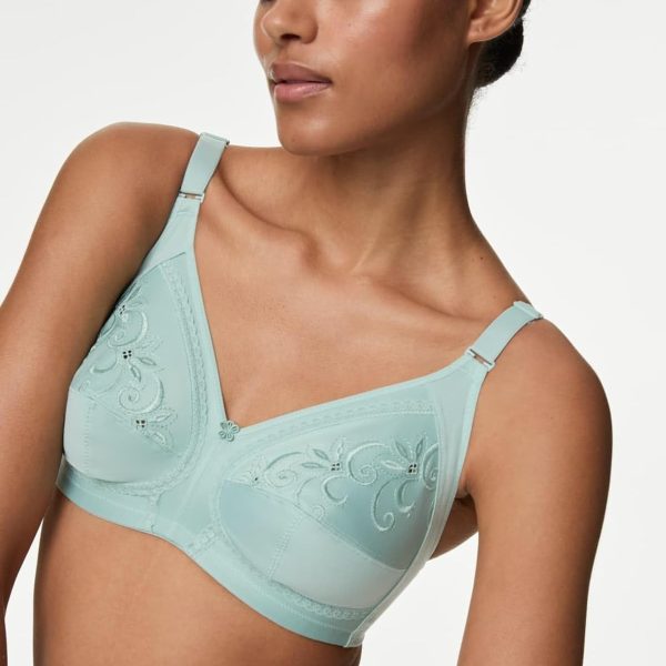 Marks & Spencer Womens Cotton Blend Embroidery Non Padded Wired Total Support Full Cup Bra