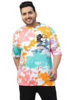 Veirdo® 100% Pure Cotton Officical Disney Merchandise Mickey Mouse Printed Oversized Drop Shoulder Tie & Dye T-Shirt for Men (Sizes: 2XL to 5XL)