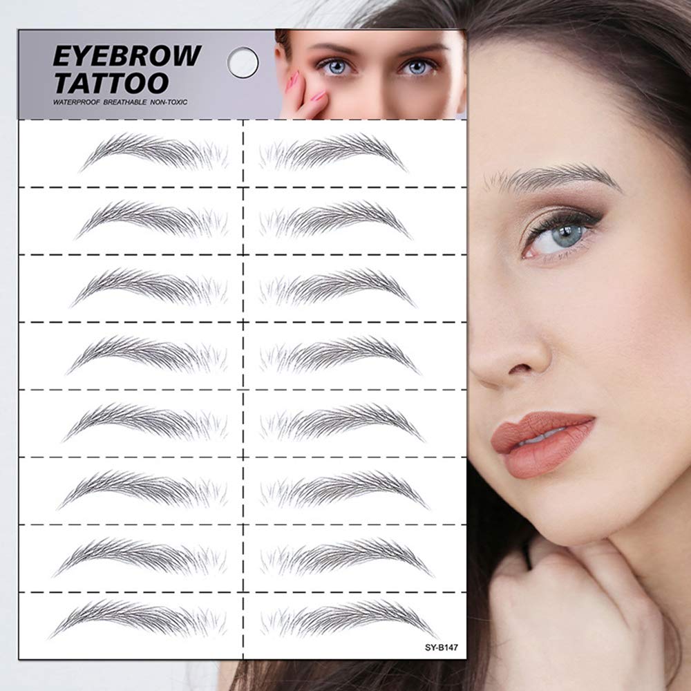 S.A.V.I 8 Pairs 6D Natural Look Eyebrow Styling Long Lasting Up to 7 Days Waterproof Temporary Tattoo Stickers - 1 Sheet (147)