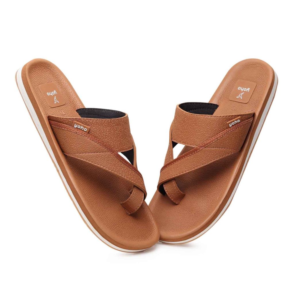 YOHO Snugly Ethnic Orthopedic Slippers for Men | Diabetic Blood Circulation | Toe Ring Slip-On | Stylish Lightweight Flip Flops with Footpharma Footbed | Anti-Skid Chappals for Everyday