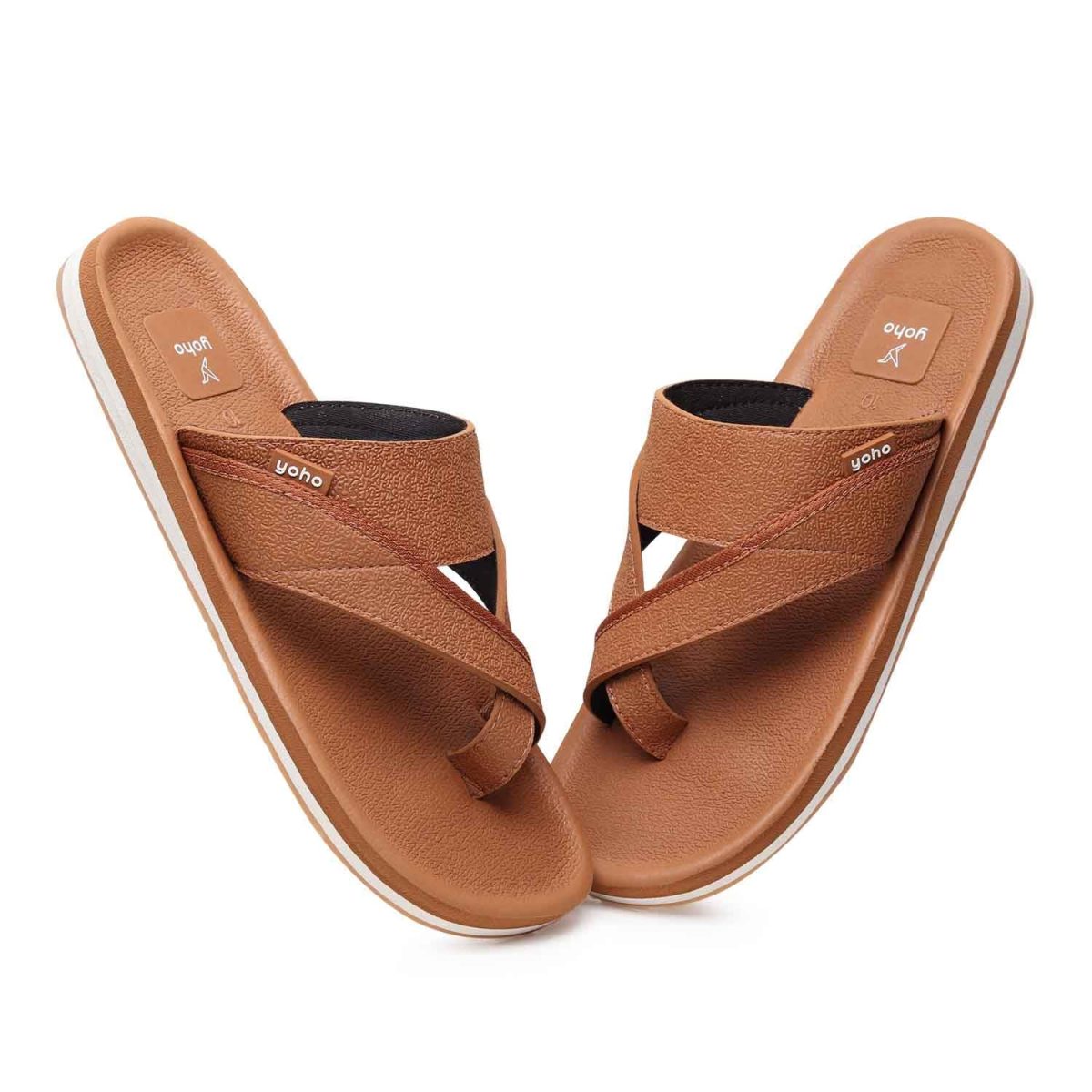YOHO Snugly Ethnic Orthopedic Slippers for Men | Diabetic Blood Circulation | Toe Ring Slip-On | Stylish Lightweight Flip Flops with Footpharma Footbed | Anti-Skid Chappals for Everyday