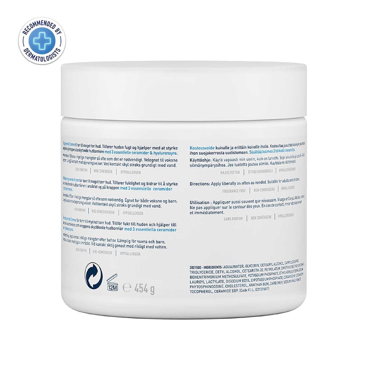 CeraVe Moisturizing Cream For Dry To Very Dry Skin (454g) - Formulated with 3 Essential Ceramides And Hyaluronic Acid | Non-Comedogenic Moisturizer For Face and Body - Image 3