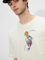 The Souled Store Looney Tunes: Bugs Ball Men and Boys Short Sleeves Round Neck White Graphic Printed Cotton Oversized T-Shirts - Image 5