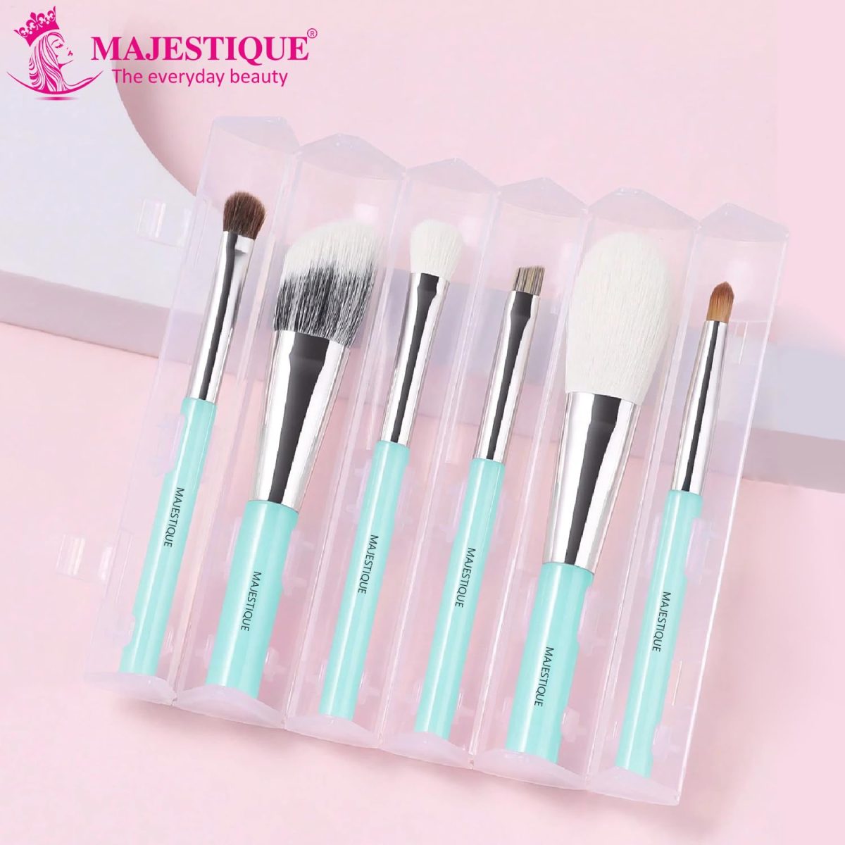 Majestique Makeup Brush Set Professional – 6-Piece Compact Make Up Brush Kit with Foldable Case | Includes Foundation Brush, Blush Brush, Eye & Lip Tools | Travel-Friendly Makeup Brushes Set - Image 6