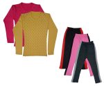 IndiWeaves Girls Cotton Full Sleeve Printed T-Shirts and Cotton Capri 3/4 Pants (Black,Pink,Dark Grey,Magenta,Yellow,14-15 Years) Pack of 5