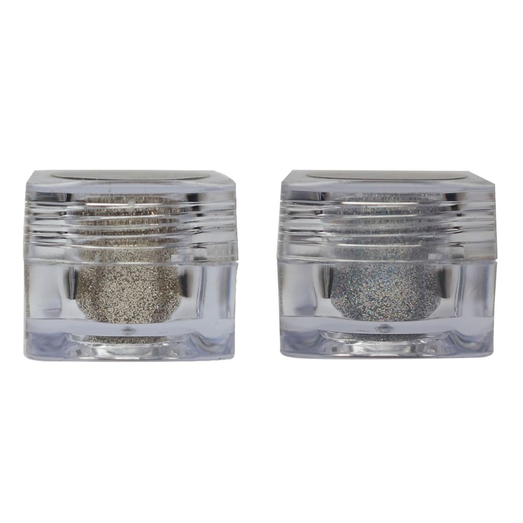 Professional Set of 2 Glitter Eyeshadow Loose HD Holographic Glitter Eyeshadow Pigment Mettalic Glitter (Light Shade) (Champagne Gold & Diamond Starlit)