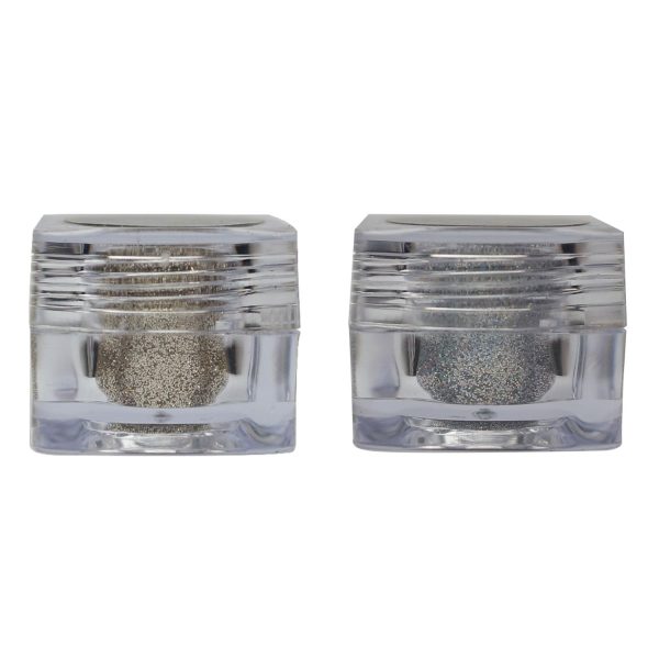 Professional Set of 2 Glitter Eyeshadow Loose HD Holographic Glitter Eyeshadow Pigment Mettalic Glitter (Light Shade) (Champagne Gold & Diamond Starlit)