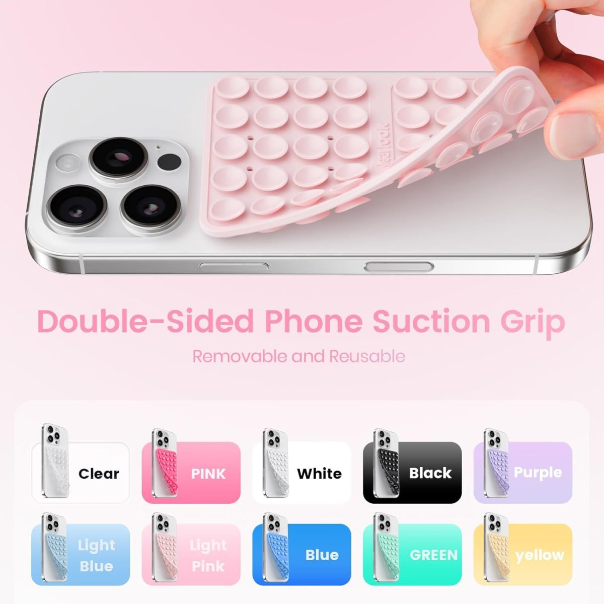 Printme Double-Sided, 2 Pack Suction Cup Phone Case Mount, Anti Slip Silicon Sticky Phone Stand for iPhone and Android, Hands-Free Strong Grip Holder for Selfies and Videos (Multi - Coloured) - Image 5