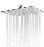 IONIX 6 inch Rain shower Stainless Steel 304 shower head 6 inch, luxury bathroom shower 6 x 6 size, heavy metal SS-304 grade material, Ultra slim, Silver, 1 set