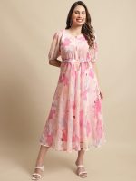Tee Projekt Women's Georgette Maxi Dress| Digital Print Floral Printed Western Ethnic Gown |Maxi Dress Casual Wear - Image 5