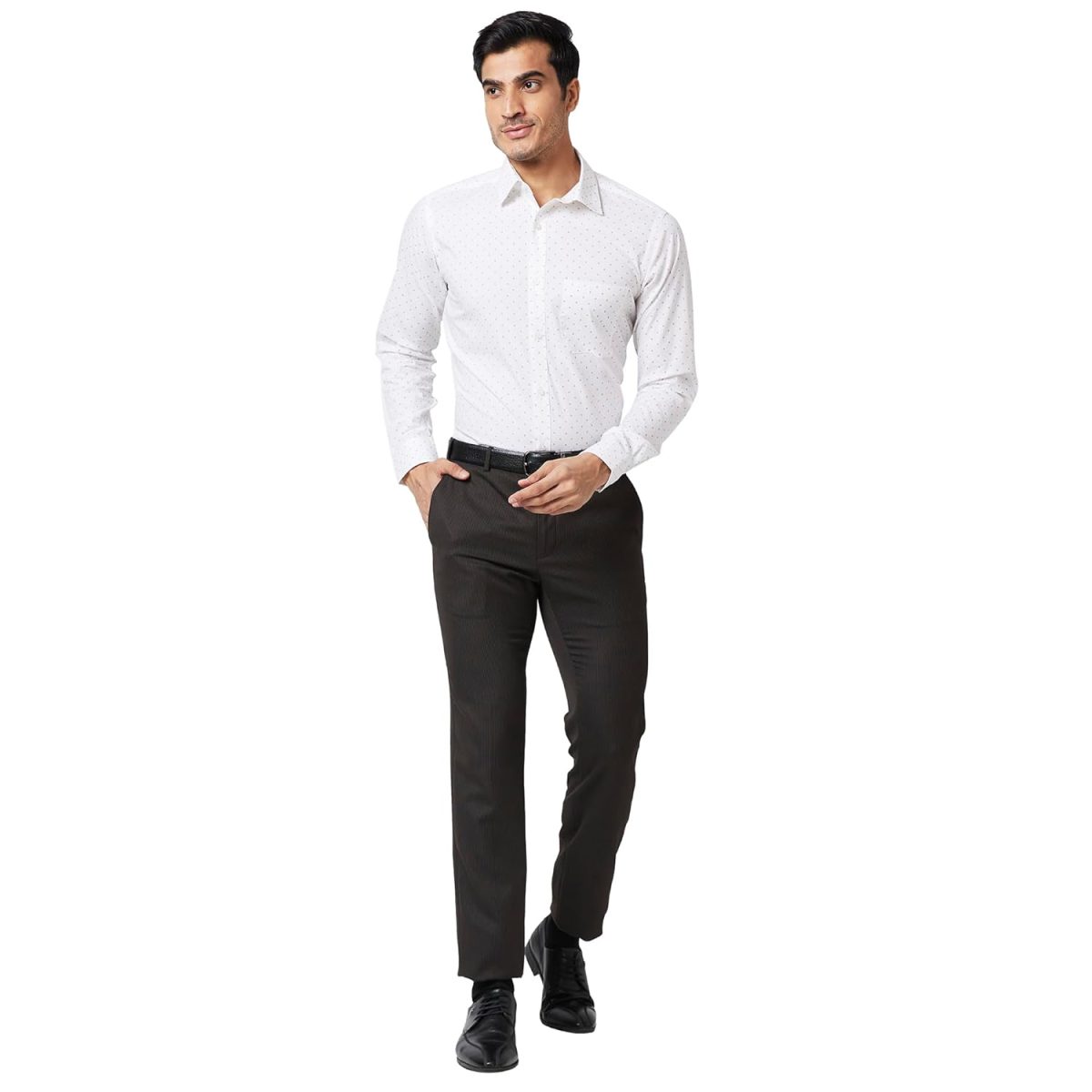 Raymond Men's Pure Cotton Print Pattern Slim Fit Semi Cutaway Collar Full Sleeve Formal Shirt - Image 5