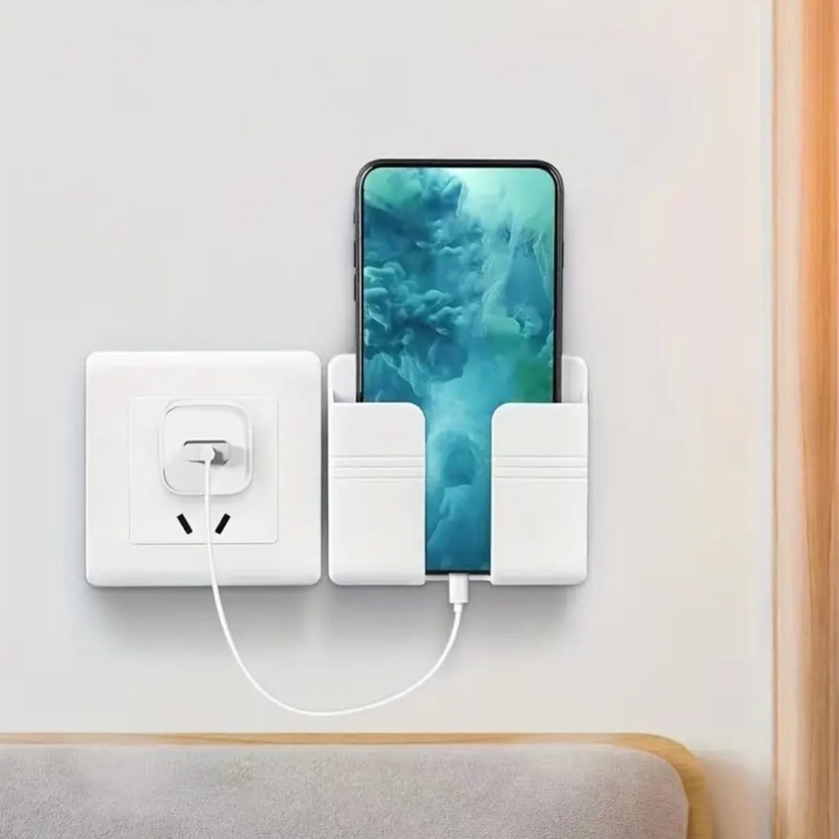 Prolet Wall Mounted Mobile Holder Storage Case for Remote, Wall Mounted Mobile Stand/Multi Purpose Stand with Hole for Phone Charging-White(Pack of 3) - Image 5