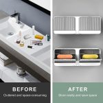 Anugrah New Creative Wall Mounted Soap Box With Lid Double Grids Soap Draining Rack Bathroom Shower Soap Holder,Multi-Color,Plastic,Multicolor - Image 3