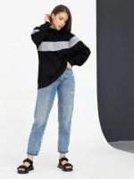 LEOTUDE Women's Boyfriend/Loose Fit Solid Round Neck Sweatshirt (Color Zblack) |Material: Loopknit - Image 4
