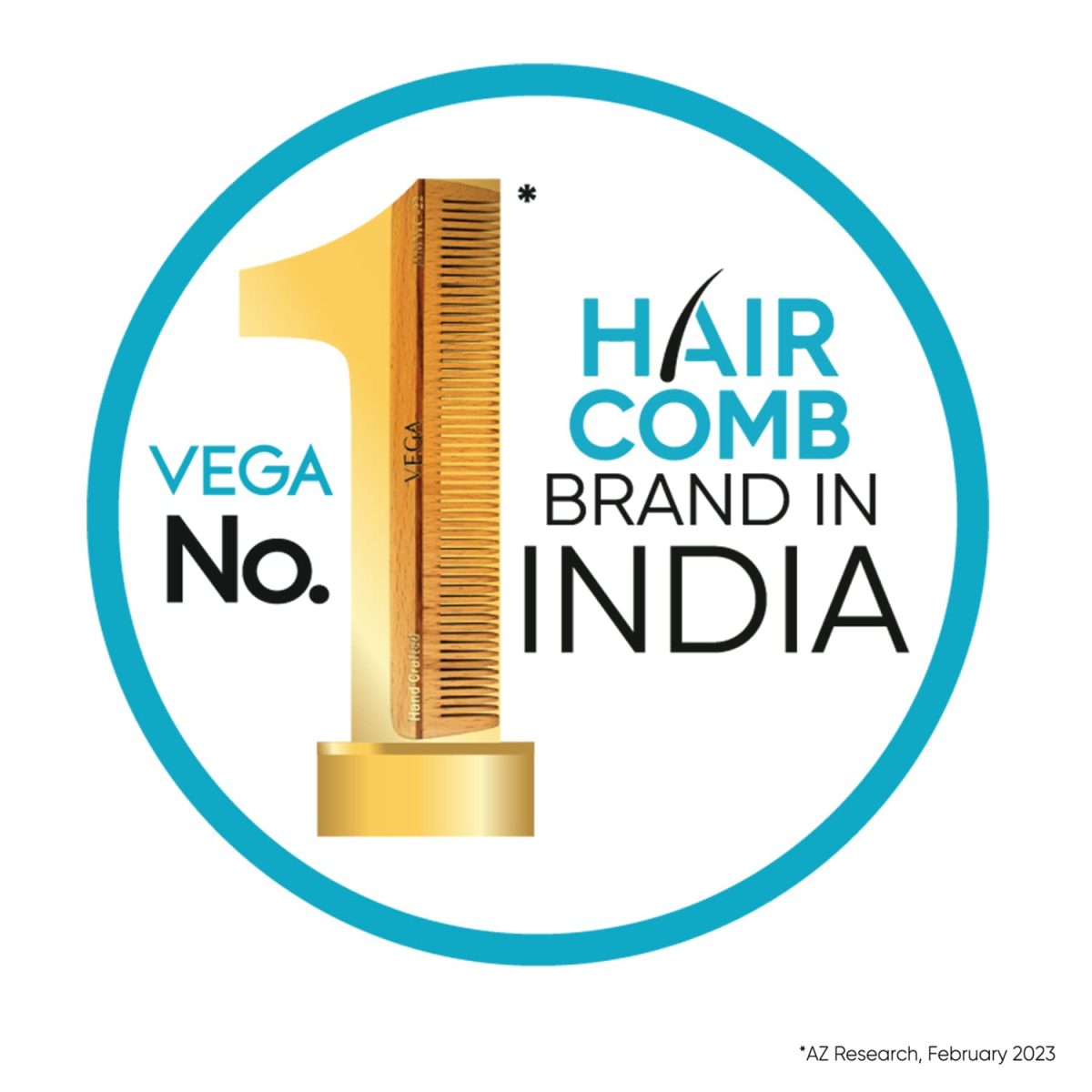 Vega Grooming Hair Comb,Handmade, (India's No.1* Hair Comb Brand)For Men and Women,Black, (HMBC-203) - Image 2
