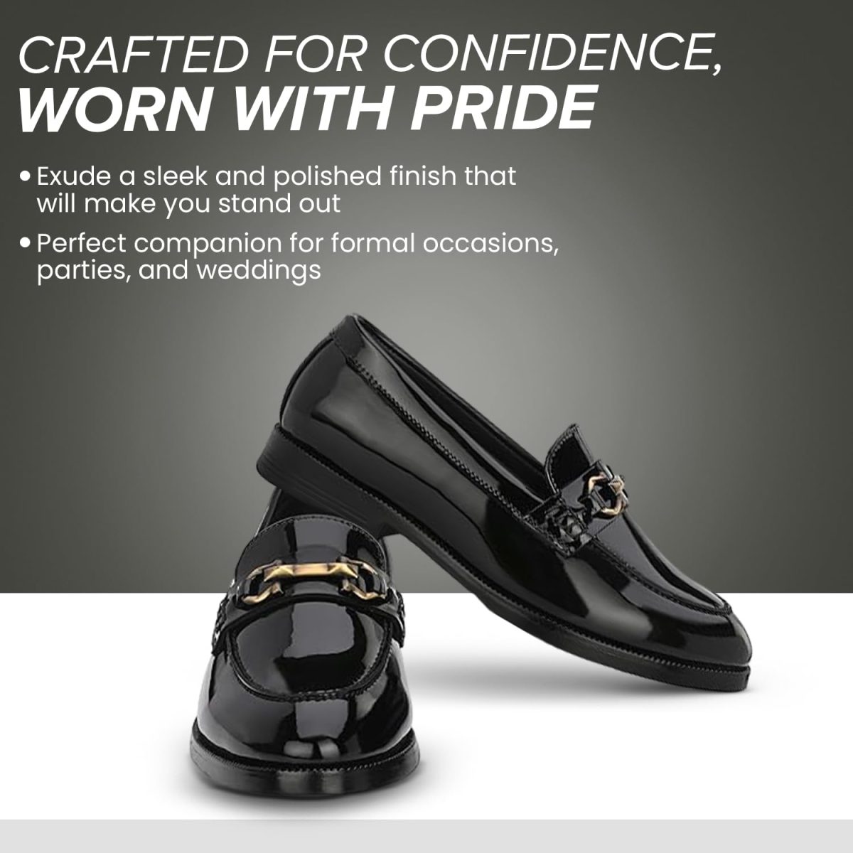 STANPHORD Mens Ascent Formal Shoes |Patent Faux Leather Office Wear Slip-on Shoes | Shinny & Glossy | Buckle Design | Comfortable |Perfect for Formal Wear, Business Casual, and Parties - Image 4