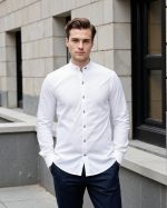 Dennis Lingo Men Solid Chinese Collar Full Sleeves Regular Fit Cotton Casual Shirt - Image 3