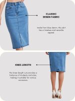 GRECIILOOKS Denim Skirt for Women | Long Skirt for Women | Skirt for Women | Denim Skirt for Women Long | Pencil Skirt for Women - Image 4