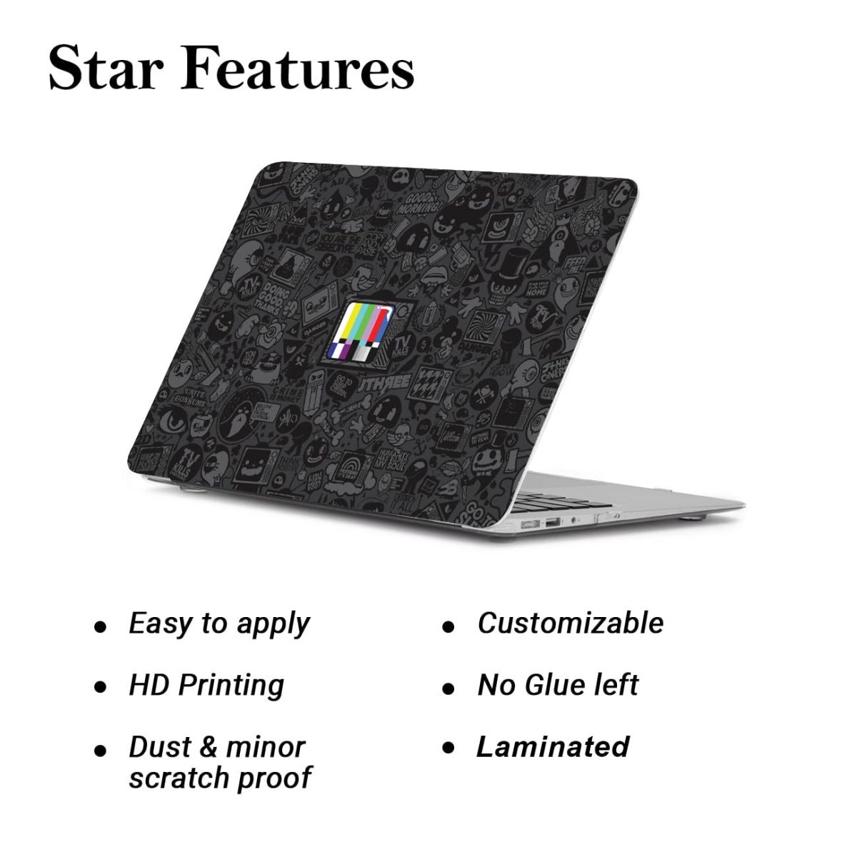 ISEE 360® Black n White Laptop Skin Vinyl Stickers for All Laptop Multicolour Size L X H 16 X 11 Inch - Image 5