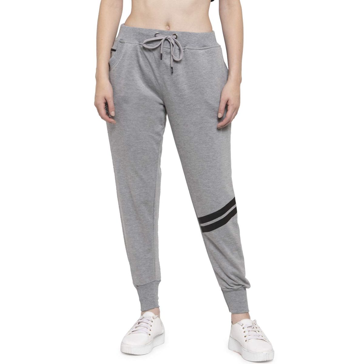 UZARUS Women's Cotton Slim Fit Joggers Track Pants with 2 Zippered Pockets - Image 5