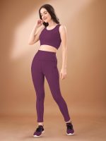 POOJARAN SAREE High-Waist Leggings with Phone Side Pocket, Gym wear Track Suit, Women's 2-Piece Workout Set, Sports Bra, Co-ord Set, Sports Running Suits, Yoga Wear Set - Image 4