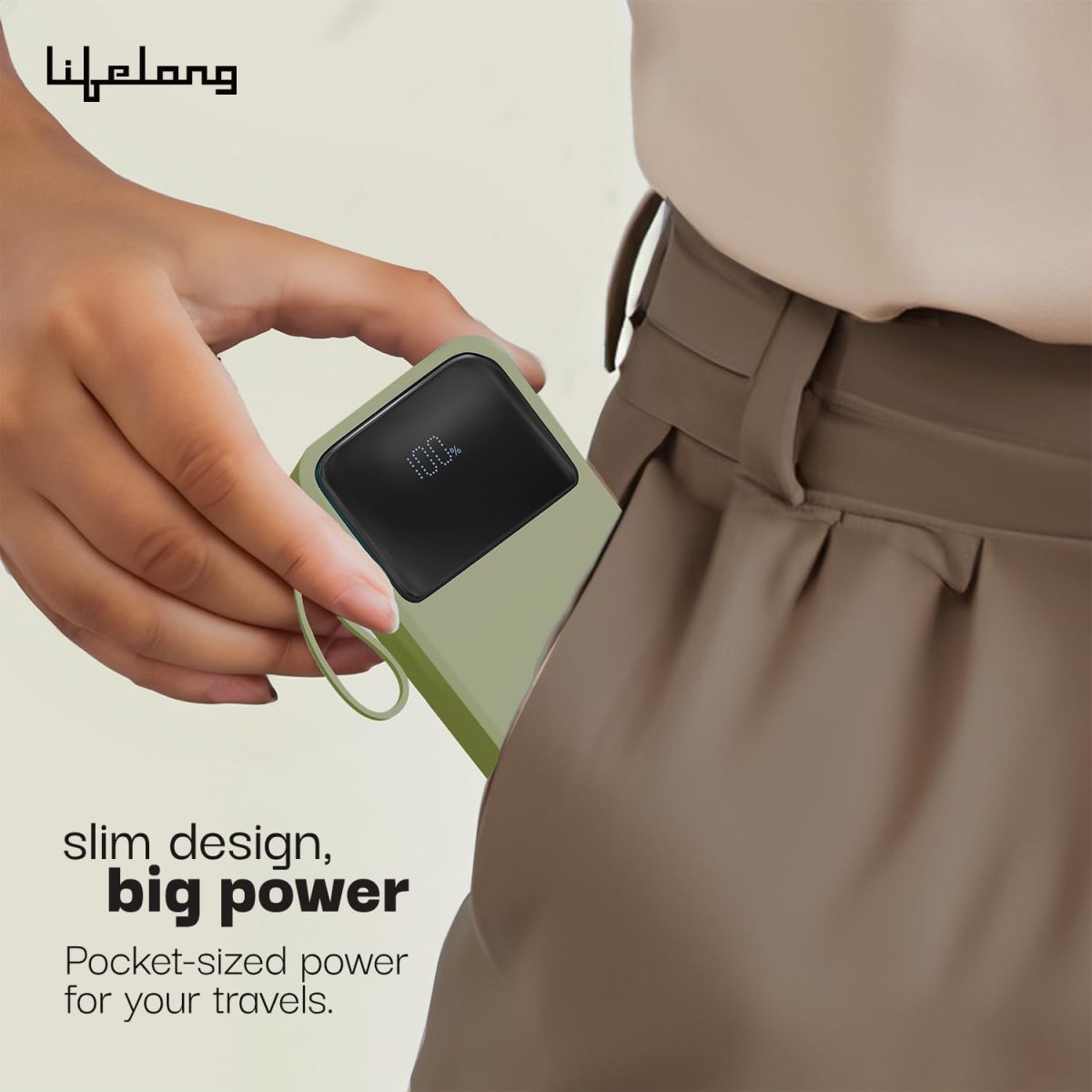 Lifelong ZenCharge 20000 mAh 22.5 W Compact Pocket Size Power Bank with 6 Input/Output Ports (Olive, Lithium Polymer, Fast Charging, Quick Charge 3.0 for Mobile, Earbuds,Speaker, Tablet) - Image 5