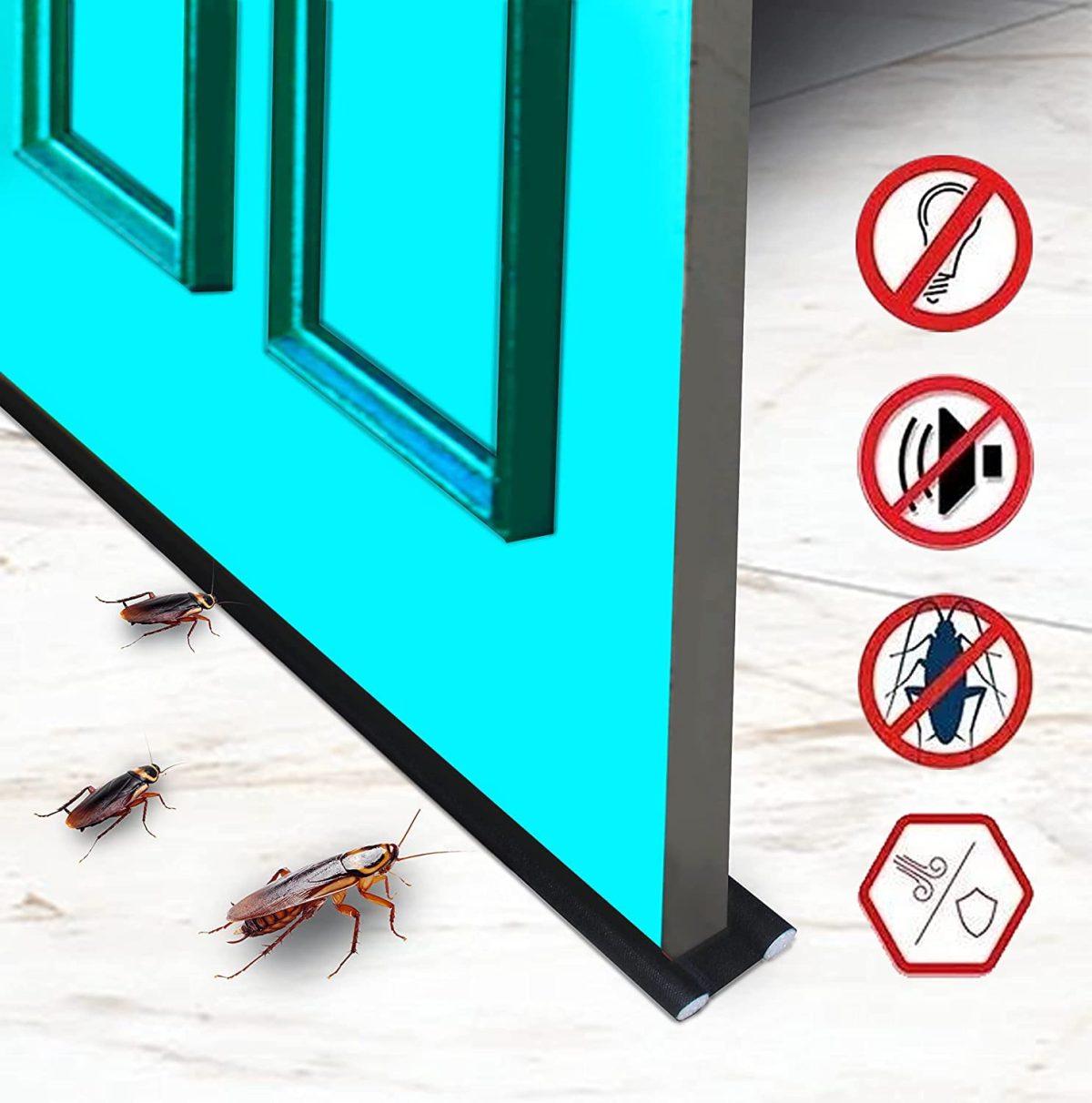 GLUN® Door Bottom Sealing Guard for Home, Office, Hotel Reduce Noise, Insects, Wind Dust Weather from Outside Black in Color Pack of 4 - Image 6