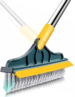 Kesi 2 in 1 Bathroom Cleaning Brush with Wiper and Long Handle - 120° Rotate Floor Cleaning Brush for Home, Kitchen and Bathroom - Floor Scrub