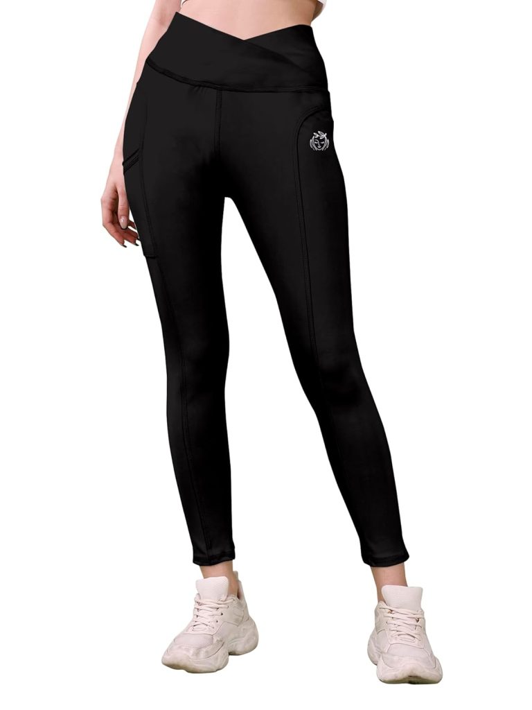 KASHIKAY CREATION Women’s Polyester Blend V Style Trackpants with Elastic High Waist Standard Length and Slim Fit | Bottom Wear for Gym Cycling | Trackpant for Daily Activities | Leggings for Women