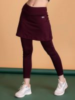 Clovia Women's Snug-Fit High Rise Active Skirt with Attached Tights in Purple - Image 4