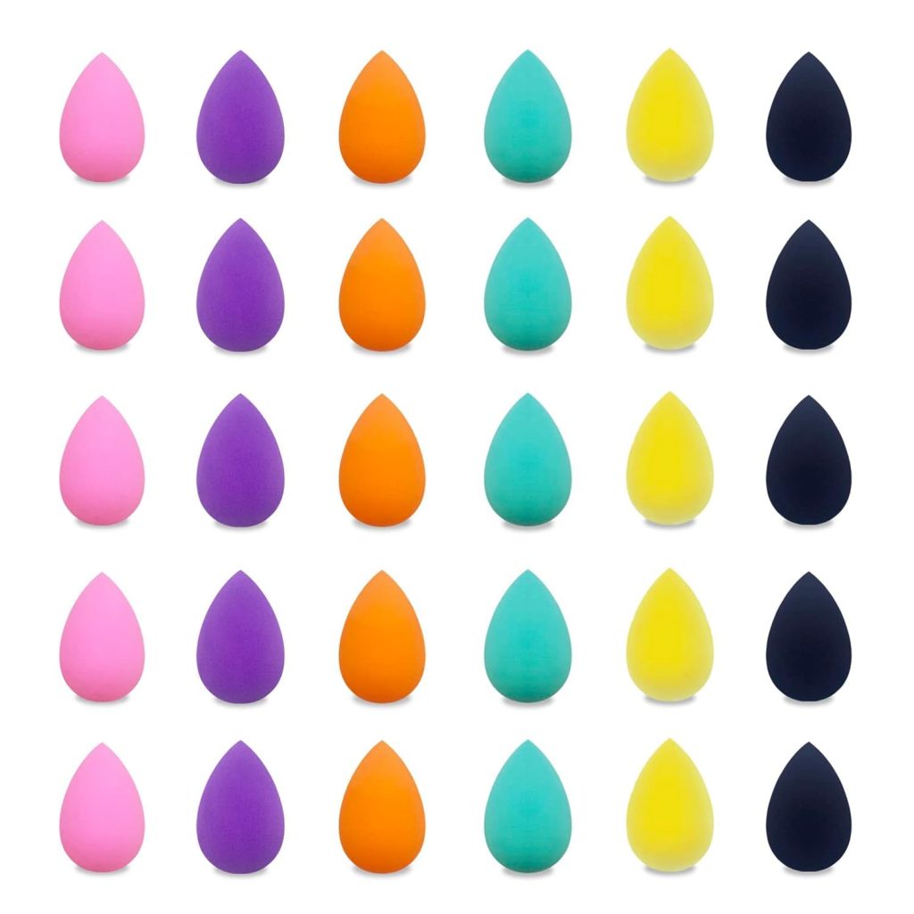 VNZ Beauty Blender Makeup Sponge Puff for Face – 30 Pcs Multi-Colored Makeup Sponges for Foundation, Blending, and Cream Application – Reusable Face Puff Set