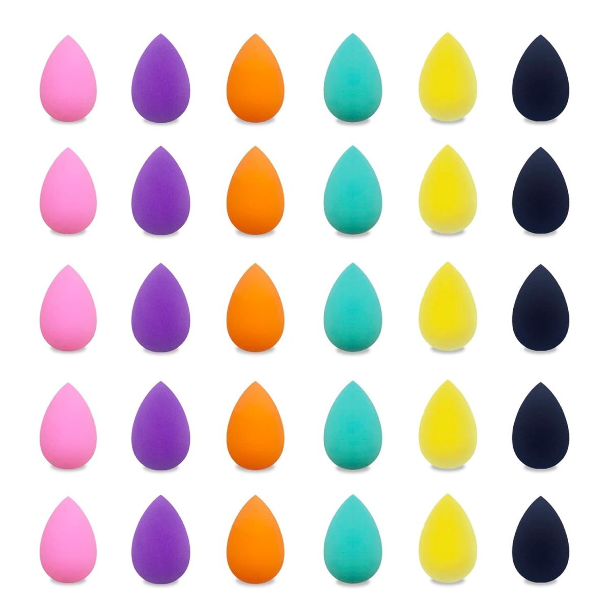 VNZ Beauty Blender Makeup Sponge Puff for Face – 30 Pcs Multi-Colored Makeup Sponges for Foundation, Blending, and Cream Application – Reusable Face Puff Set