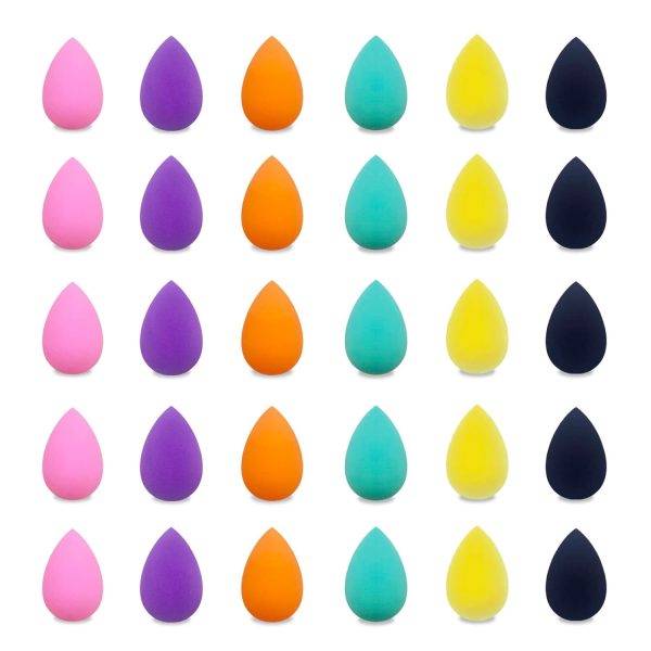 VNZ Beauty Blender Makeup Sponge Puff for Face – 30 Pcs Multi-Colored Makeup Sponges for Foundation, Blending, and Cream Application – Reusable Face Puff Set
