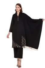 REBECCA Women's Winter Wear Woollen Embroidery Kurta with Plazzo & Dupatta 3Pcs Set