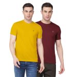 Dollar Super Combed Cotton Mens Assorted Pack of 2 Solid T-Shirt