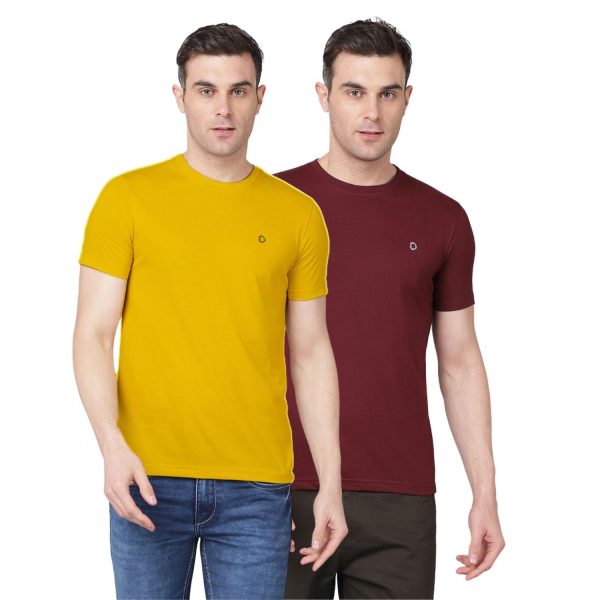 Dollar Super Combed Cotton Mens Assorted Pack of 2 Solid T-Shirt