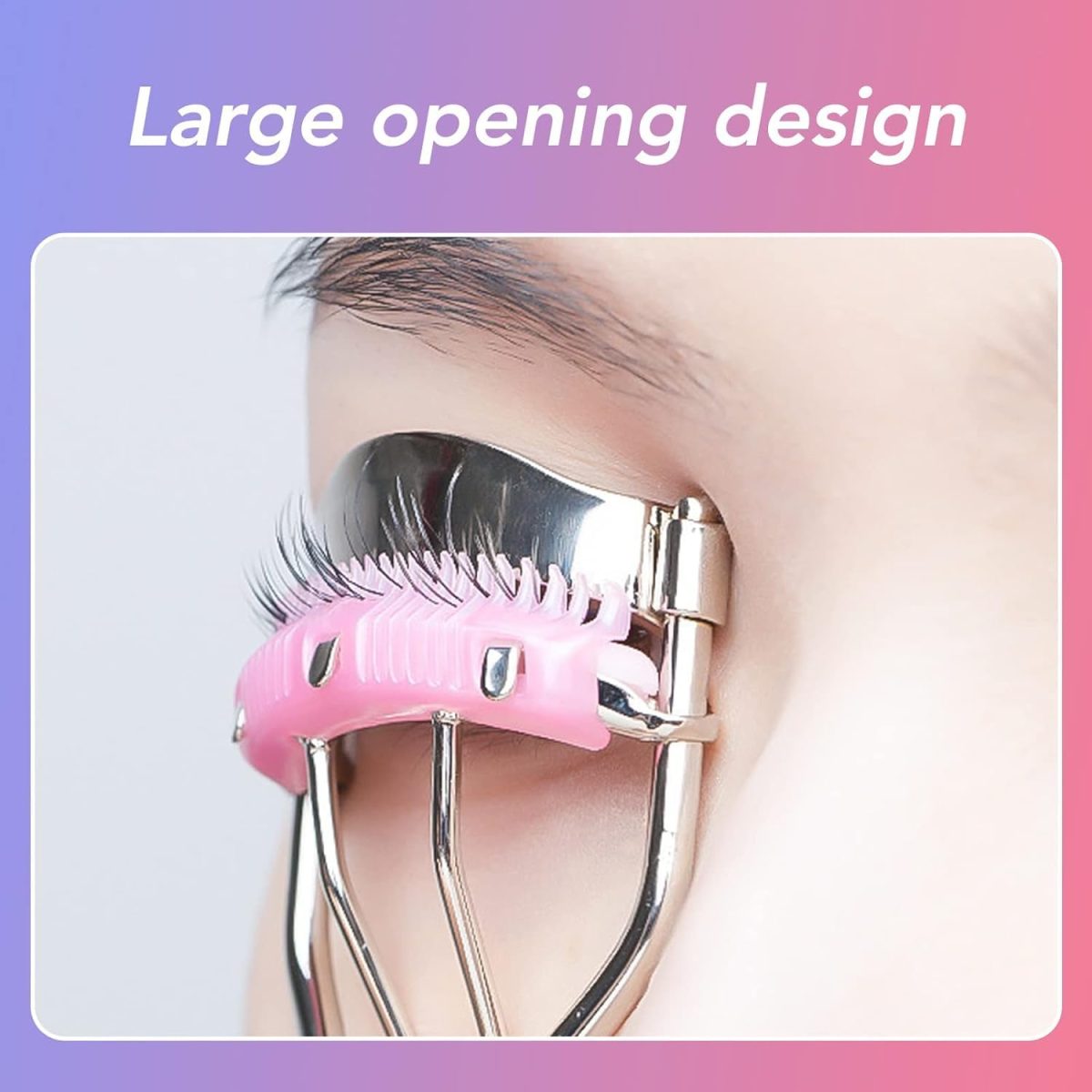 NFI essentials Professional Stainless Steel Natural Lift Eyelash Curler For Womens & Girls Makeup Tools Lash Curls Easy Roll Over For All Eyes Curling lashes - Image 2