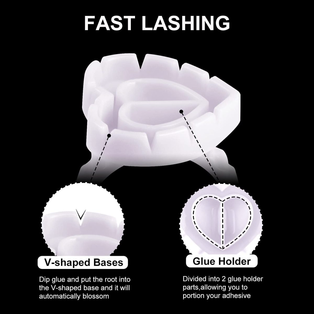 BBC 100pcs Aycrlic Fiber Smart Lash Glue Rings for Eyelash Extensions & Tatoos (White) - Image 3