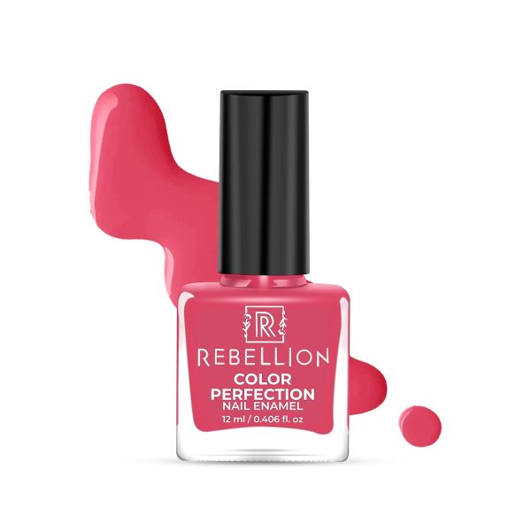 Rebellion Color Perfection Nail Enamel - 12ml | Coral Pink - Adorable Me RG22 | Gel Finish | 21 free formula | Quick-Drying | High gloss | Curved thick Applicator | Ultra Long-lasting | Vegan