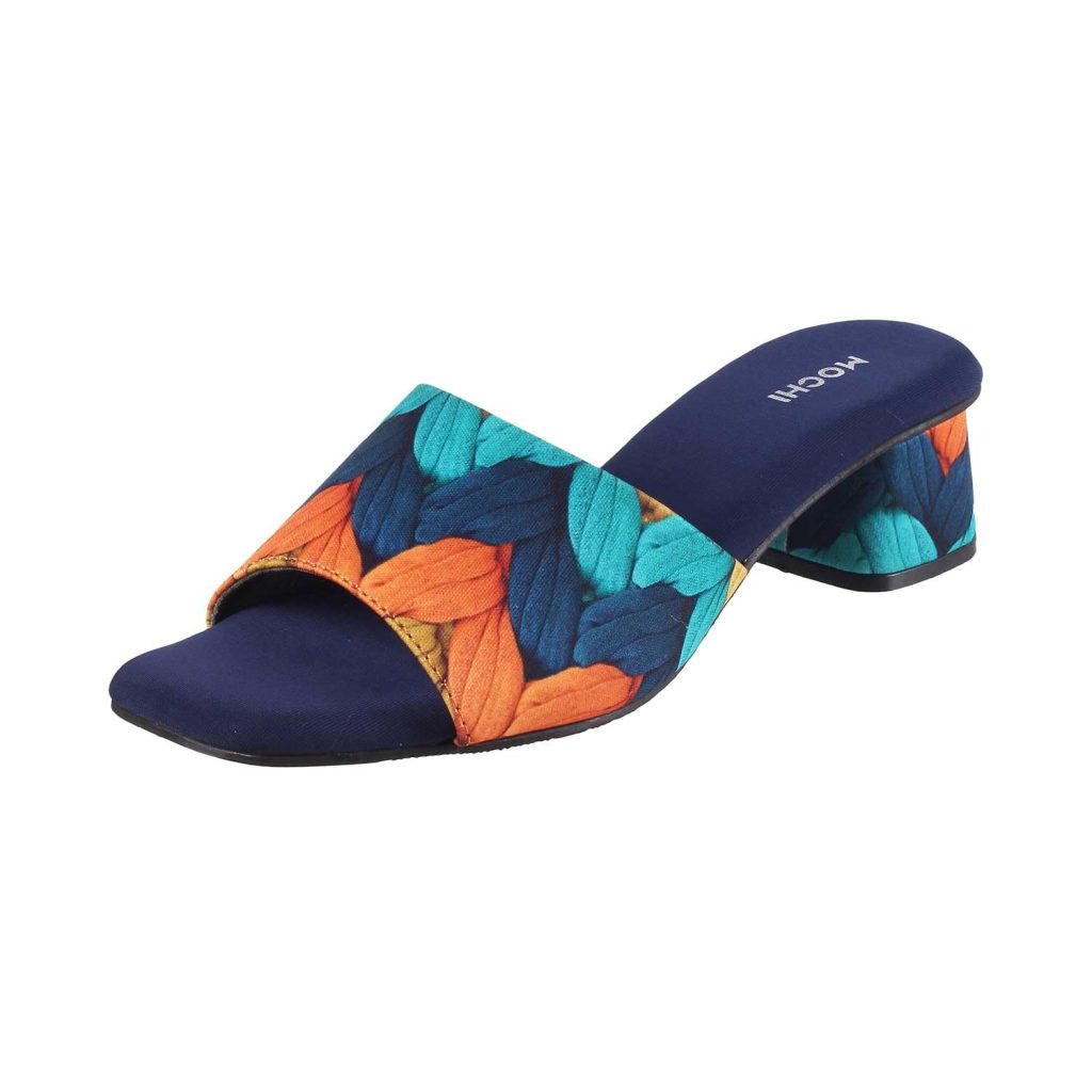 Mochi Women's Block Heel Multicolour Detail Fashion Sandal