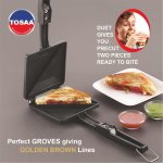 Tosaa - TSTDUET Duet 2-Cut Gas Sandwich Toaster Non-Stick Aluminium | Compatibility with Gas Stoves | Flame-Proof Design | Heat-Resistant Handle | Sandwich Maker | Black - Image 9
