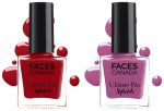 FACESCANADA Faces Glossy Finish Splash Nail Enamel, Maroon 401, 8 Ml And Faces Canada Glossy Splash Nail Enamel, Purple Rain 19, 8 Ml