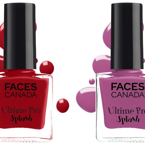 FACESCANADA Faces Glossy Finish Splash Nail Enamel, Maroon 401, 8 Ml And Faces Canada Glossy Splash Nail Enamel, Purple Rain 19, 8 Ml