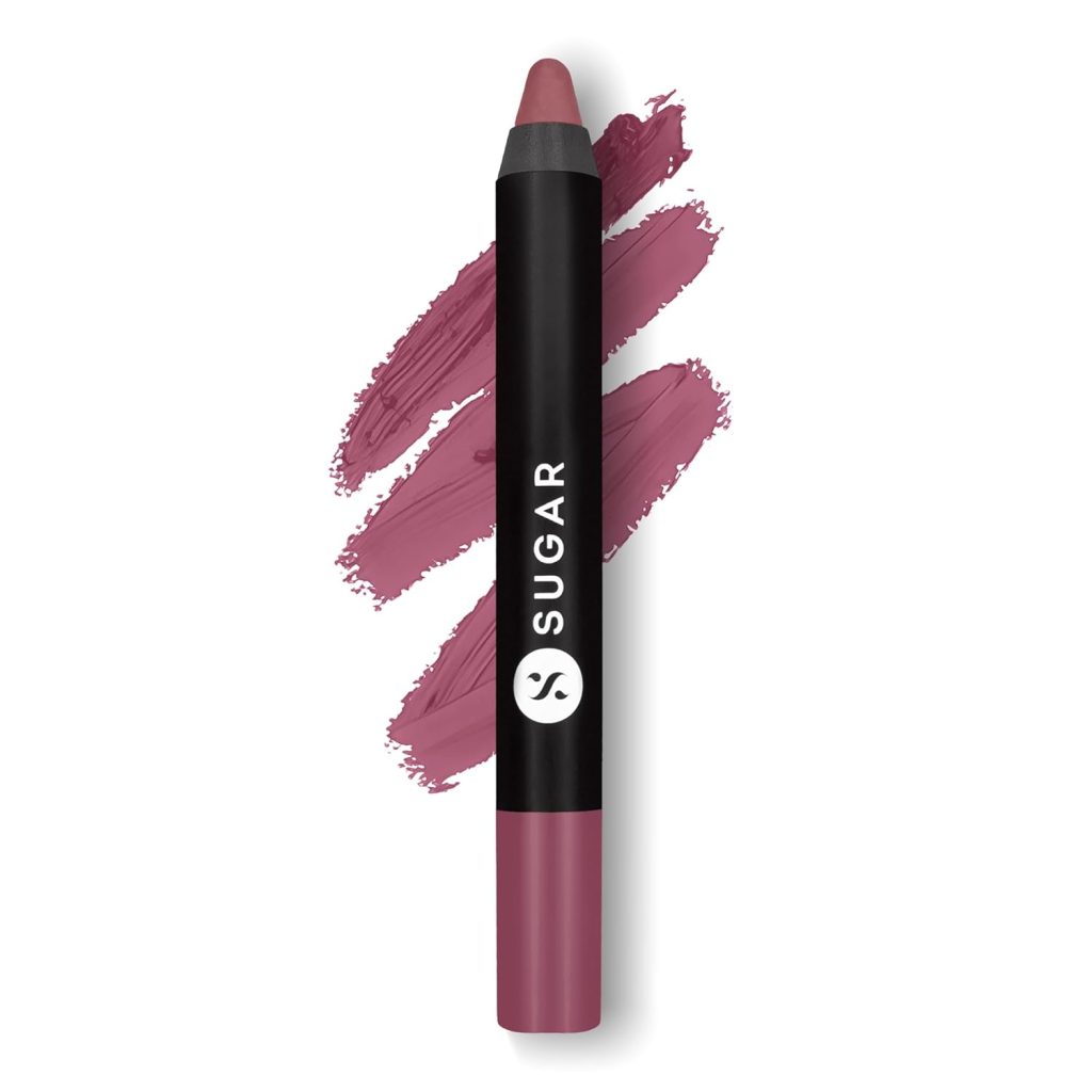 SUGAR Cosmetics Matte as Hell Crayon Lipsticks for Women | Lasts Up To 8+ Hours | Lip Crayon with Sharpener | 2.8gm - 25 Lily Aldrin