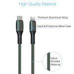 Portronics Konnect CL 20W POR-1067 Type-C to 8 Pin USB 1.2M Cable With Power Delivery & 3A Quick Charge Support, Nylon Braided For All Type-C and 8 Pin Devices, Green - Image 2