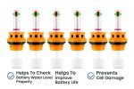 Exide Battery Compatible [NOT for Other Batteries] Inverter Battery Water Level Float Indicator Cap Set with Fumes Filtration - 1 Set of 6 Pieces for 1 Battery (Yellow-27 mm) - Image 2